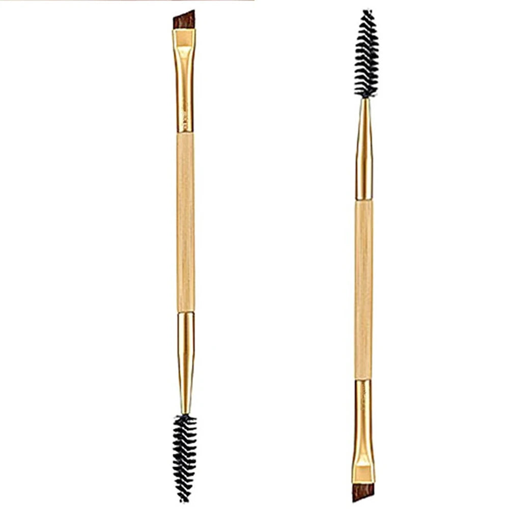 1pc Eyelash Eyebrow Brush Makeup Brush Wood Handle Double Head Brush Eye Lash Eye Brow Brush Cosmetic Makeup Tool