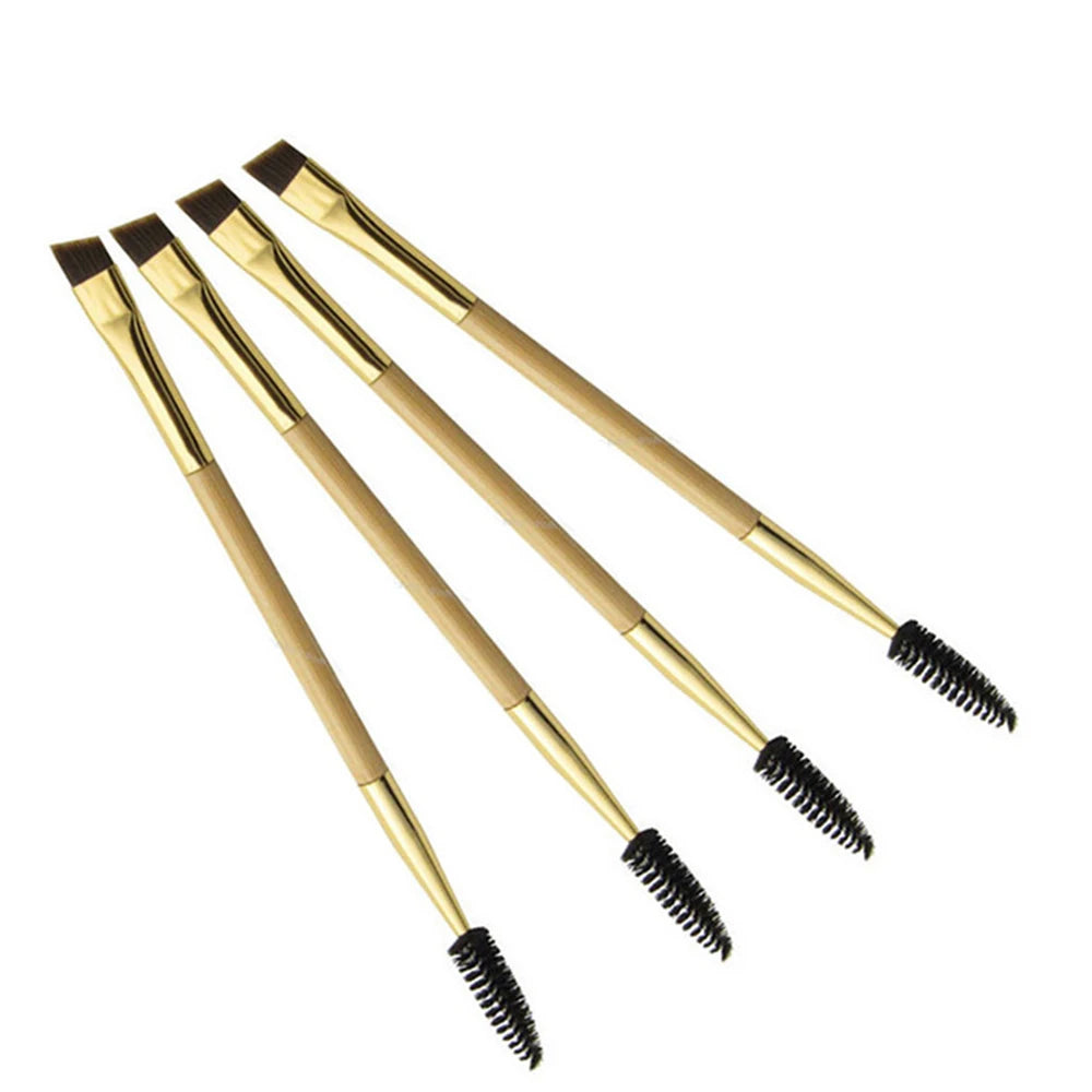 1pc Eyelash Eyebrow Brush Makeup Brush Wood Handle Double Head Brush Eye Lash Eye Brow Brush Cosmetic Makeup Tool