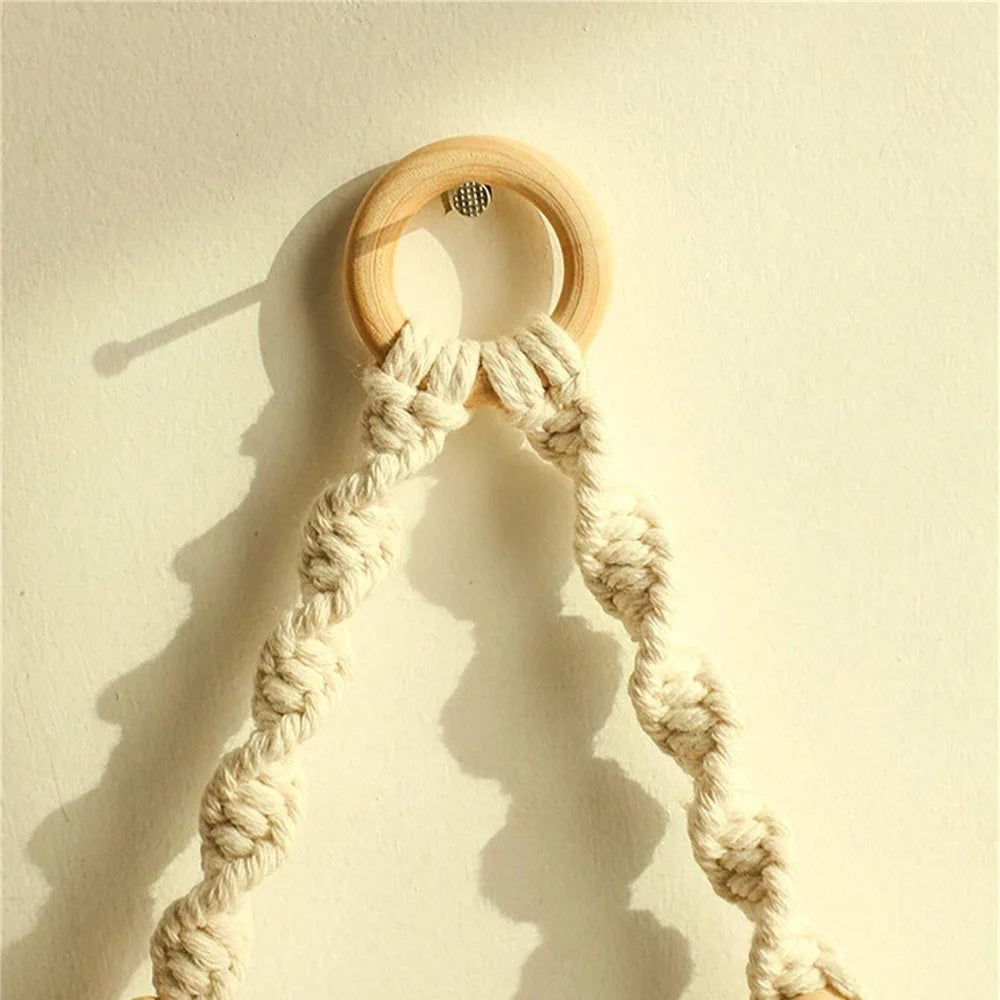 Macrame Hanging Shelf Boho Wall Decor Bedroom 1 PC Rustic Wood Floating Shelves for Room Nursery Bathroom Living Room College