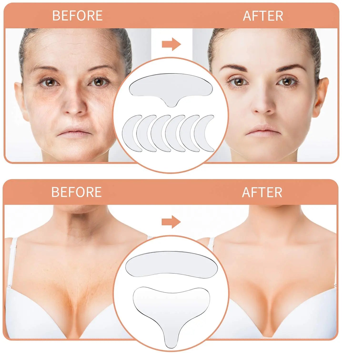 Reusable Silicone Anti-Wrinkle Pad Patch Face Neck Wrinkle Removal Patch Pad Facial Skin Lift Anti Aging Facial Beauty Tools