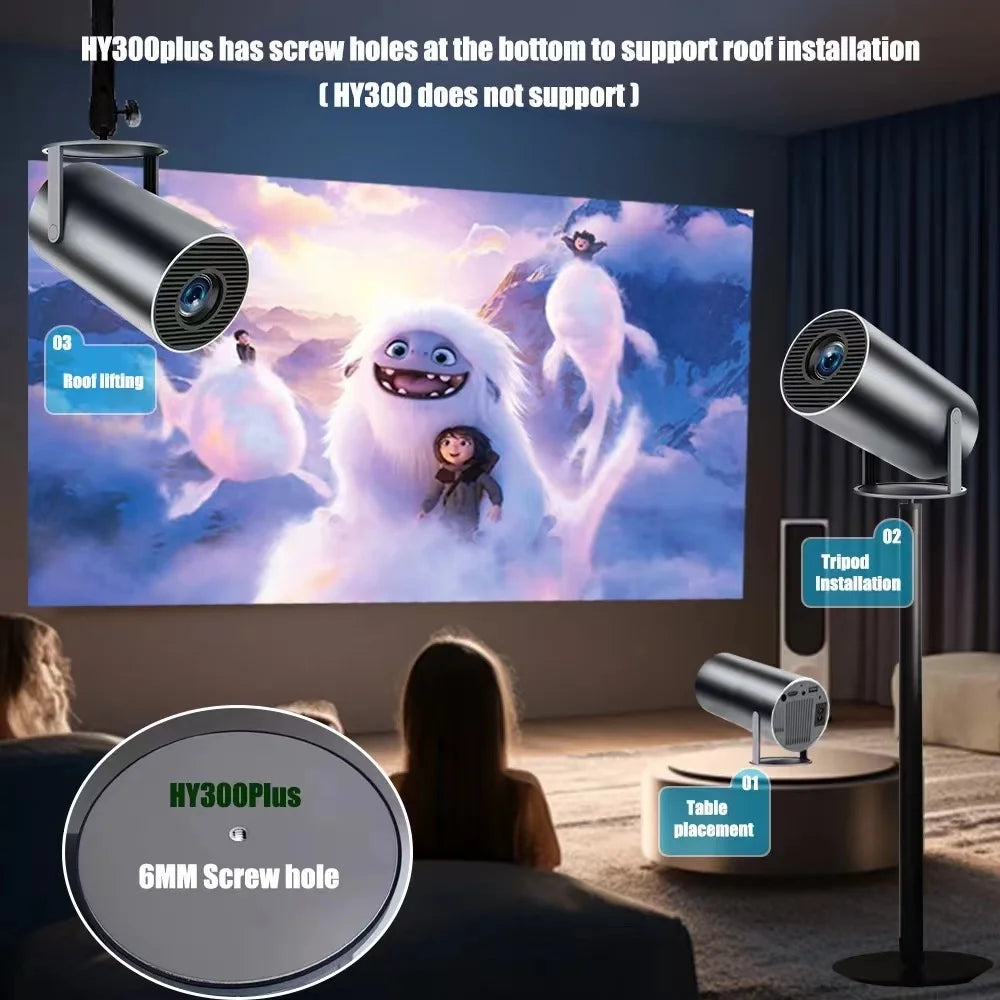 HY300 PRO Projector 4K Android 11 Dual Wifi6 260ANSI Allwinner H713 BT5 1080P 1280x720P Home Theater Outdoor Projector
