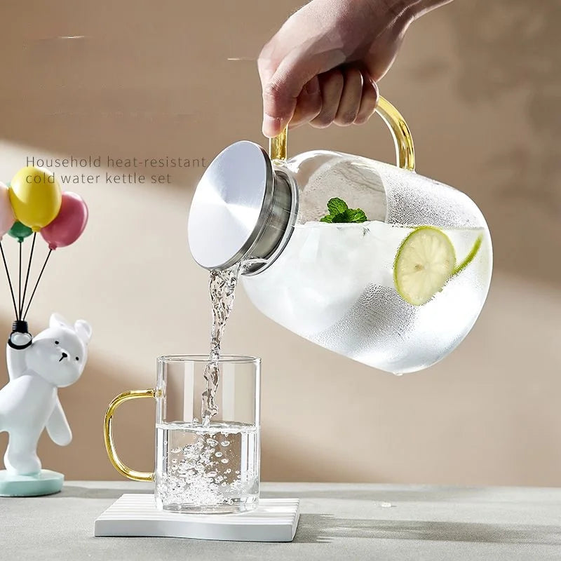 GIANXI Home And Kitchen Transparent Glass Water Jug Portable Coffee Pot With Handle Cold Water Kettle Coffeeware Teaware
