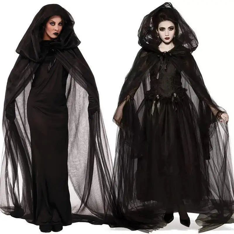 Halloween Costume Ghost Bride Witch High Quality Vampire Game Soft Costume Horror Demon Costume Black Gauze Dress