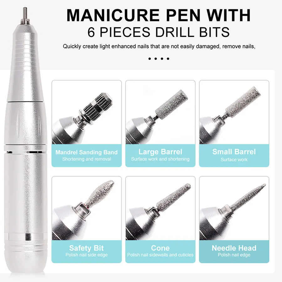 45000RPM Nail Drill Machine Electric Portable Nail File Rechargeable Nail Sander for Gel Nails Polishing For Home Manicure Salon