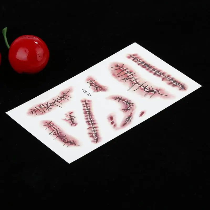 Fake Blood Bloody Knife Scar Funny Party Funny Scary Halloween Costume Halloween Temporary Party Makeup Halloween Tattoo Sticker