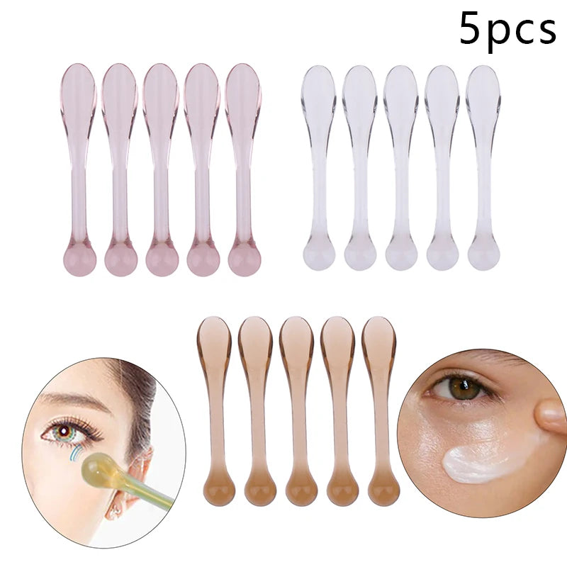 5pcs Eye Cream Applicator Spoon Roller Transparent Massage Stick Cosmetic Spatulas Wrinkle Facial Mask Skin Care Plastic Spoon