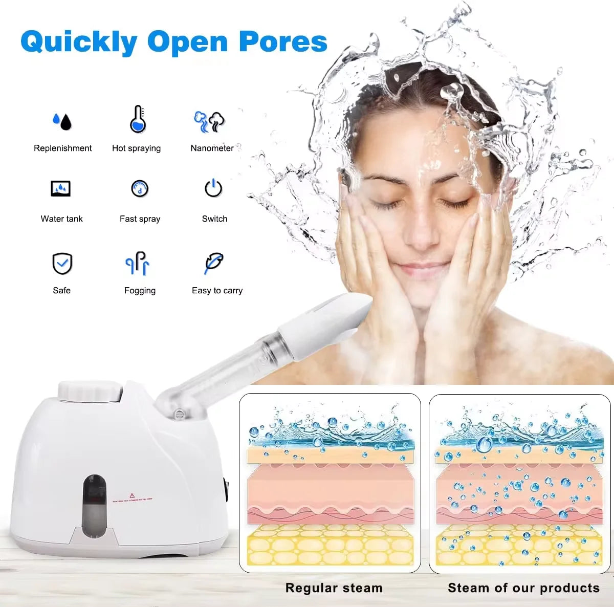 K33S Facial Steamer Home Face Nano Deep Hydration Hot Cold Dual-Use Spray Steam Salon Home Spa Skin Care Home Beauty Instrument
