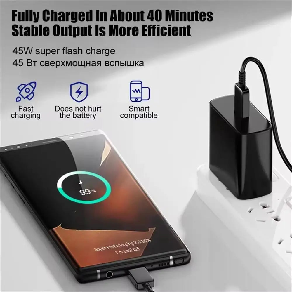 45W PD Charger Super Fast Charging USB C Phone Adapter For Samsung Galaxy S24 S23 S22 Ultra Note Type C Quick Charger Cable Suit
