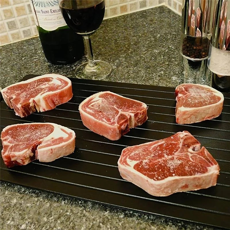 Fast Defrosting Tray Aluminium Alloy Thaw Food Defrosting Tray Frozen Meat Fish Food Tray With Brush Meat Tools