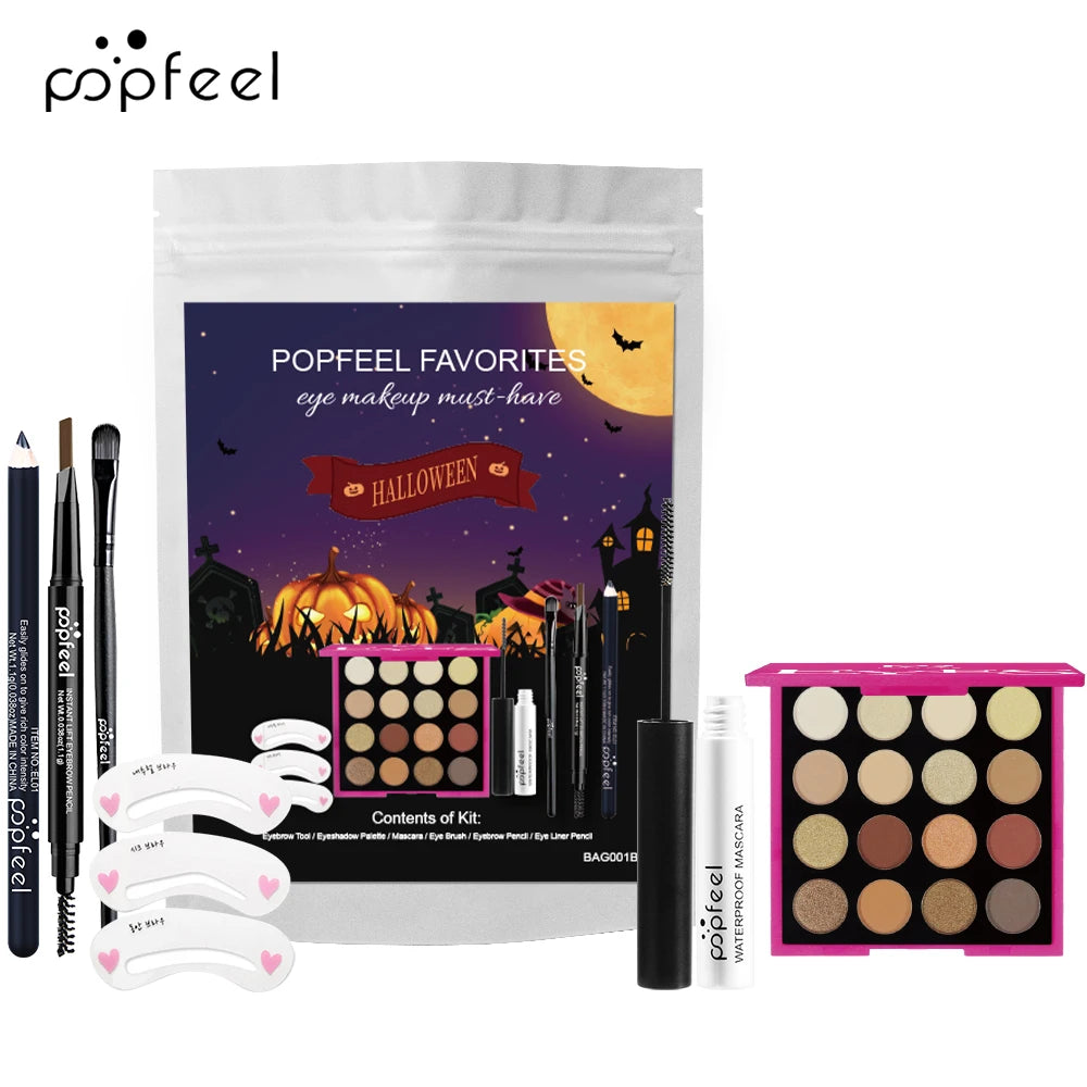 POPFEEL Favorite Mini Makeup Kit Halloween Makeup Gift Set for Women Eye Makeup Sets for Teen Girls Lip Makeup Sets for Teen Gir
