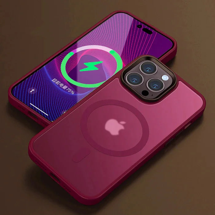 Matte Translucent Frosted Phone Case For iPhone 15 14 13 12 11 Pro Max Plus Magnetic Case For Magsafe Wireless Charging Cover