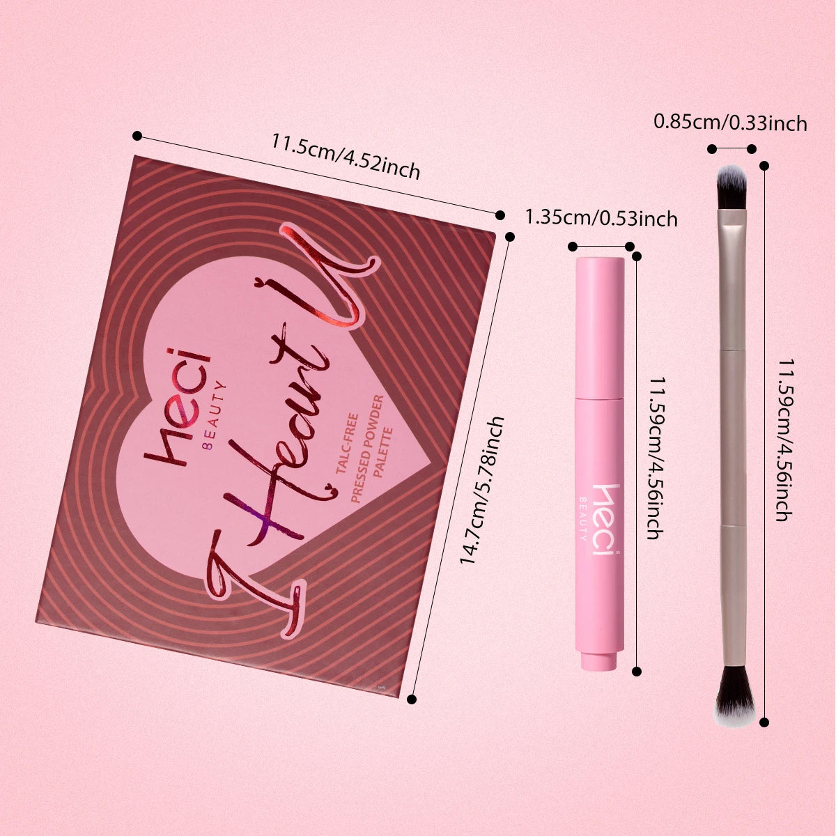 Pink Heart Eye & Lip Makeup Gift Kit For Mom & Girl Tinted Shine Hydrating Lip Gloss Balm Glitter Eyeshadow Palette With Brush