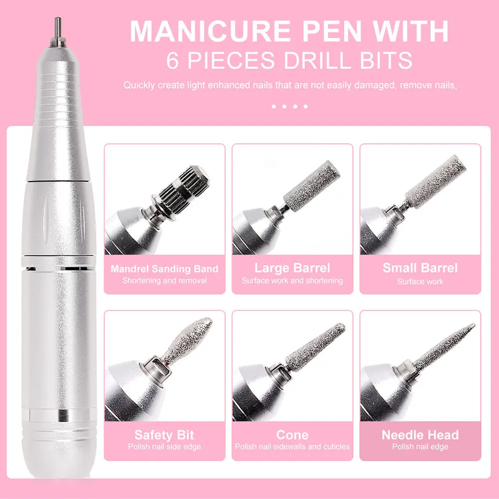 45000RPM Nail Drill Machine Electric Portable Nail File Rechargeable Nail Sander for Gel Nails Polishing For Home Manicure Salon