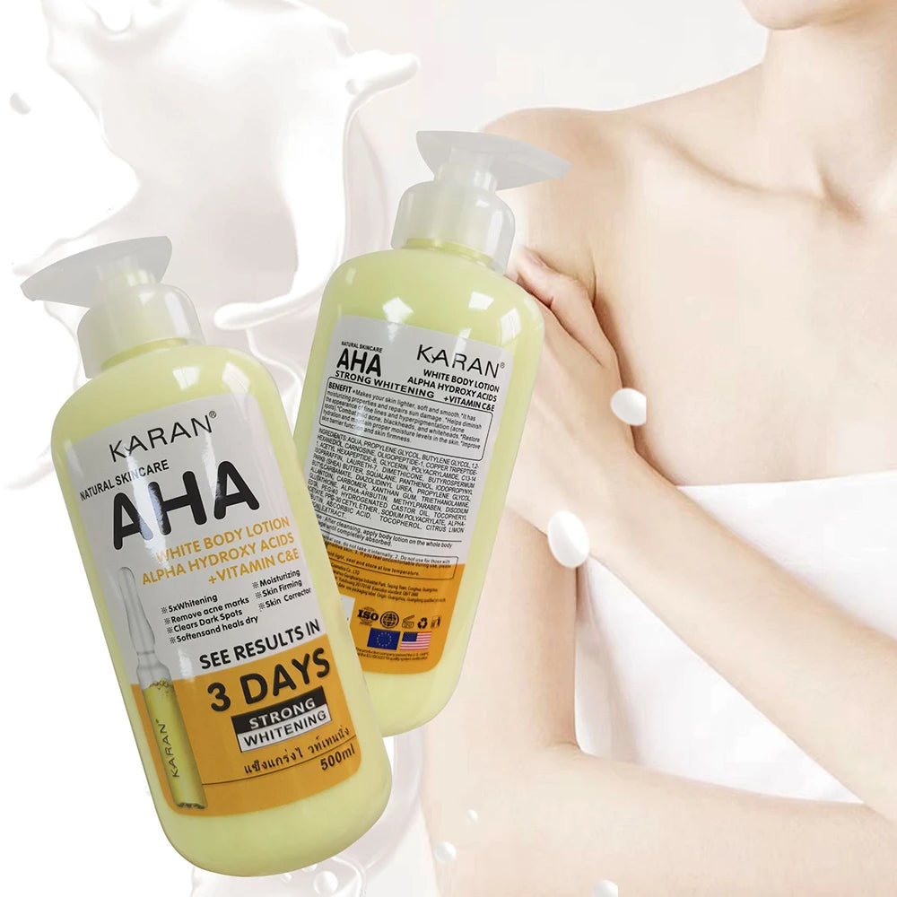 500ml Whitening Body Lotion Hydroxy Acids+Vitamin C&E Skin Beautifying Brightening Body Lotion Delicate Smooth Skin Care Cream