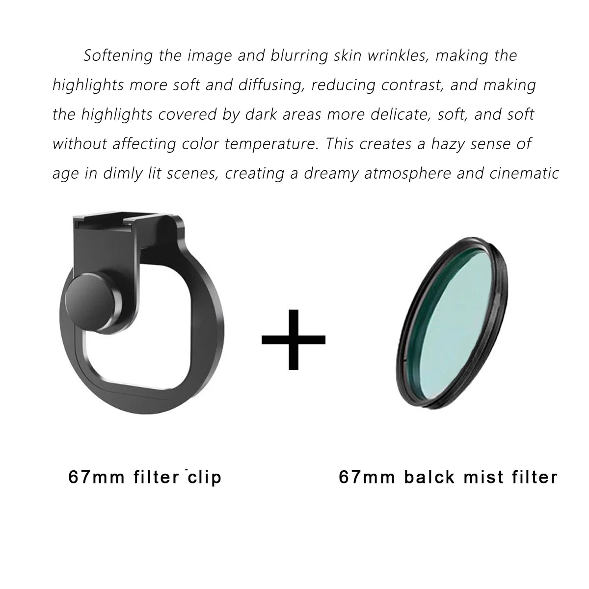67mm Metal Phone Filter kit Cold Shoe Mount Lens Starlight Black Mist VND CPL for iPhone Pro Max Samsung Android HUAWEI Xiaomi