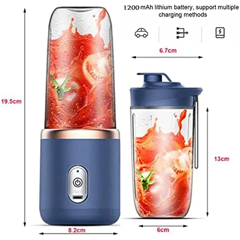 1set-New portable juicer with 2 cups, USB rechargeable mini blender, fresh juicer cup, personal sized smoothie blender