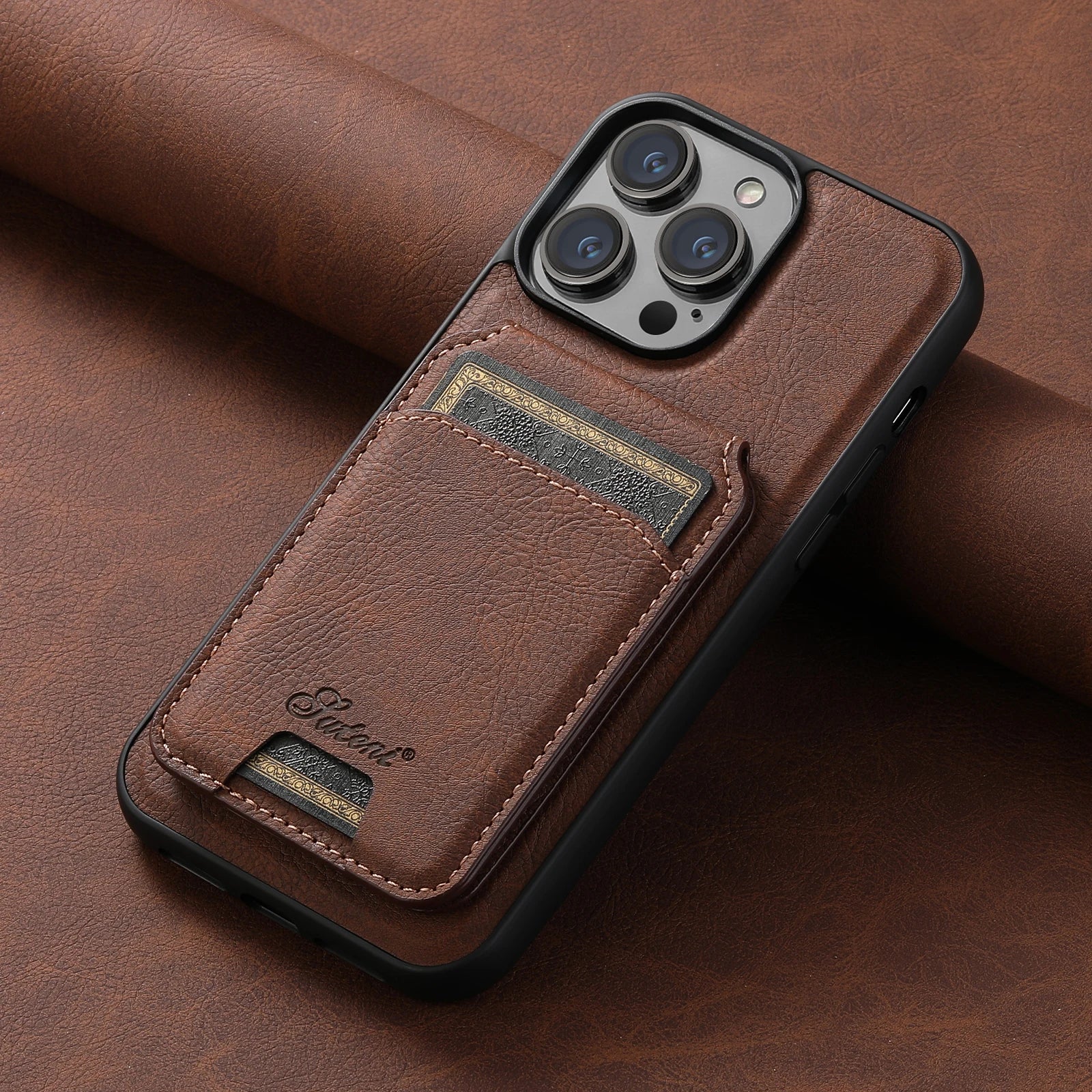 SUTENI Wallet Phone Case Card Holder Leather Magnetic Pocket Cover For Wireless Charging For iPhone 12 13 14 16 ProMax 15Plus