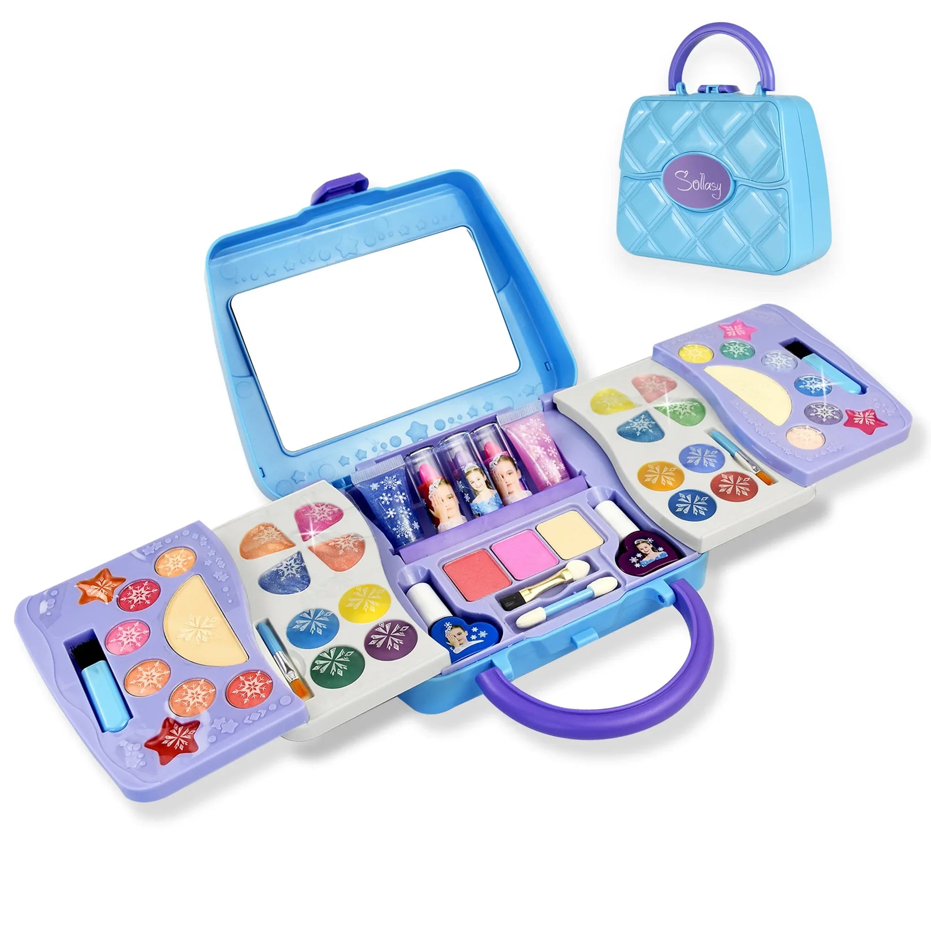 Kids Cosmetics Playset Water Hand Washing Nail Polish Eye Shadow Blush Girl Princess Christmas Gifts Makeup Box Wholesale Makeup