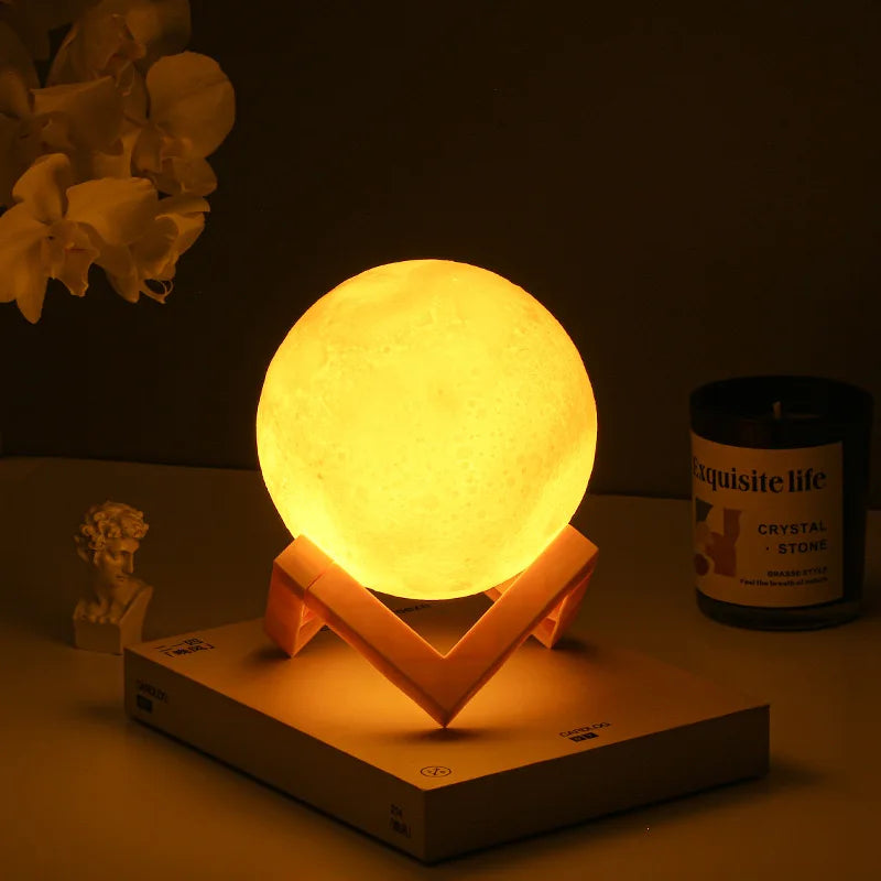 LED Moon Light Night Light Battery Powered Star Light Bedroom Decoration Night Light Children's Gift 8cm Moon Light