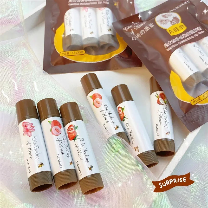 1-3 Pcs Fruity Lip Balm Moisturizing Lip Gloss Nature Nourishing Temperature Change Color Lipstick Cute Jelly Tinted Lip Care
