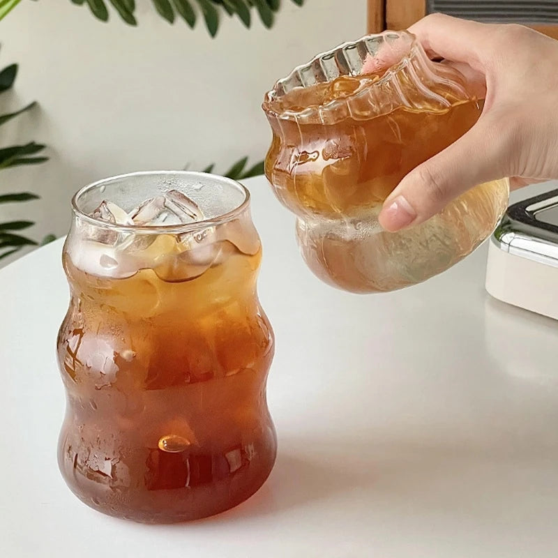 Transparent Glass Cup Exquisite Heat-resistant Tumbler Tea Juice Milk Coffee Mug Water Glasses Stripe Mug Drinkware 350ml-865ml