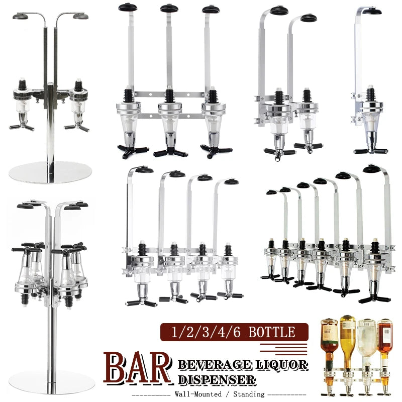 1-6 Bottle Liquor Dispenser Wall Mounted Cocktail Shaker Stand Wine Beer Alcohol Bar Beverage Dispenser Cocktail Alcohol Divider