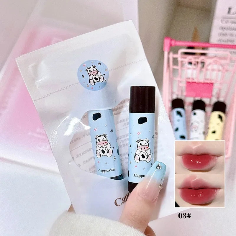 Baby Cow Lip Balm Set Moisture Tinted Lipstick Long-Lasting Moisturizing Nutritious Lip Pomade Red Tint Lipgloss Fruity Lip Care