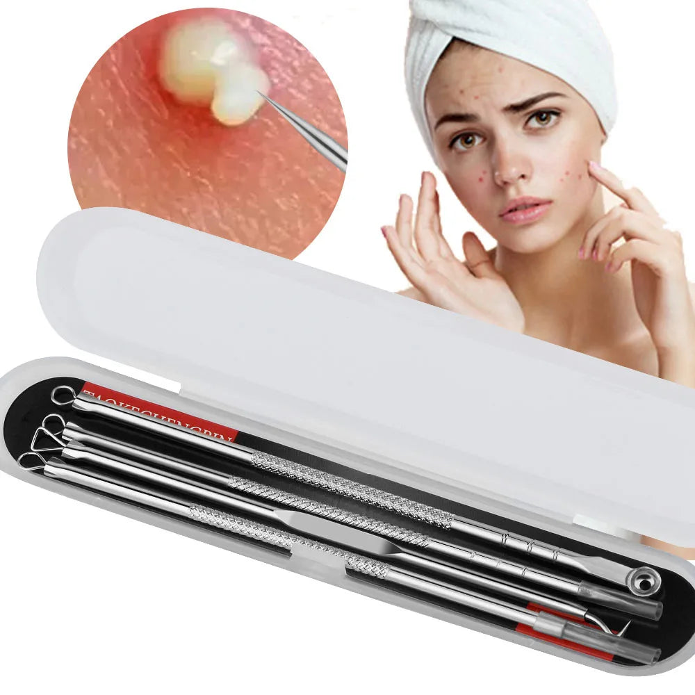 4PCS Blackhead Remover Acne Needle Tools Set Face Cleaning Black Dots Pimple Comedone Extractor Pore Cleaner Skin Care Products