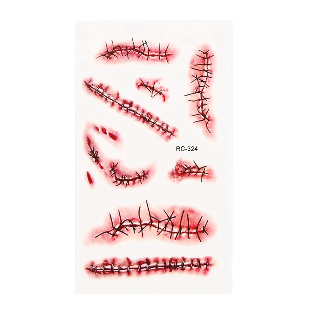Fake Blood Bloody Knife Scar Funny Party Funny Scary Halloween Costume Halloween Temporary Party Makeup Halloween Tattoo Sticker