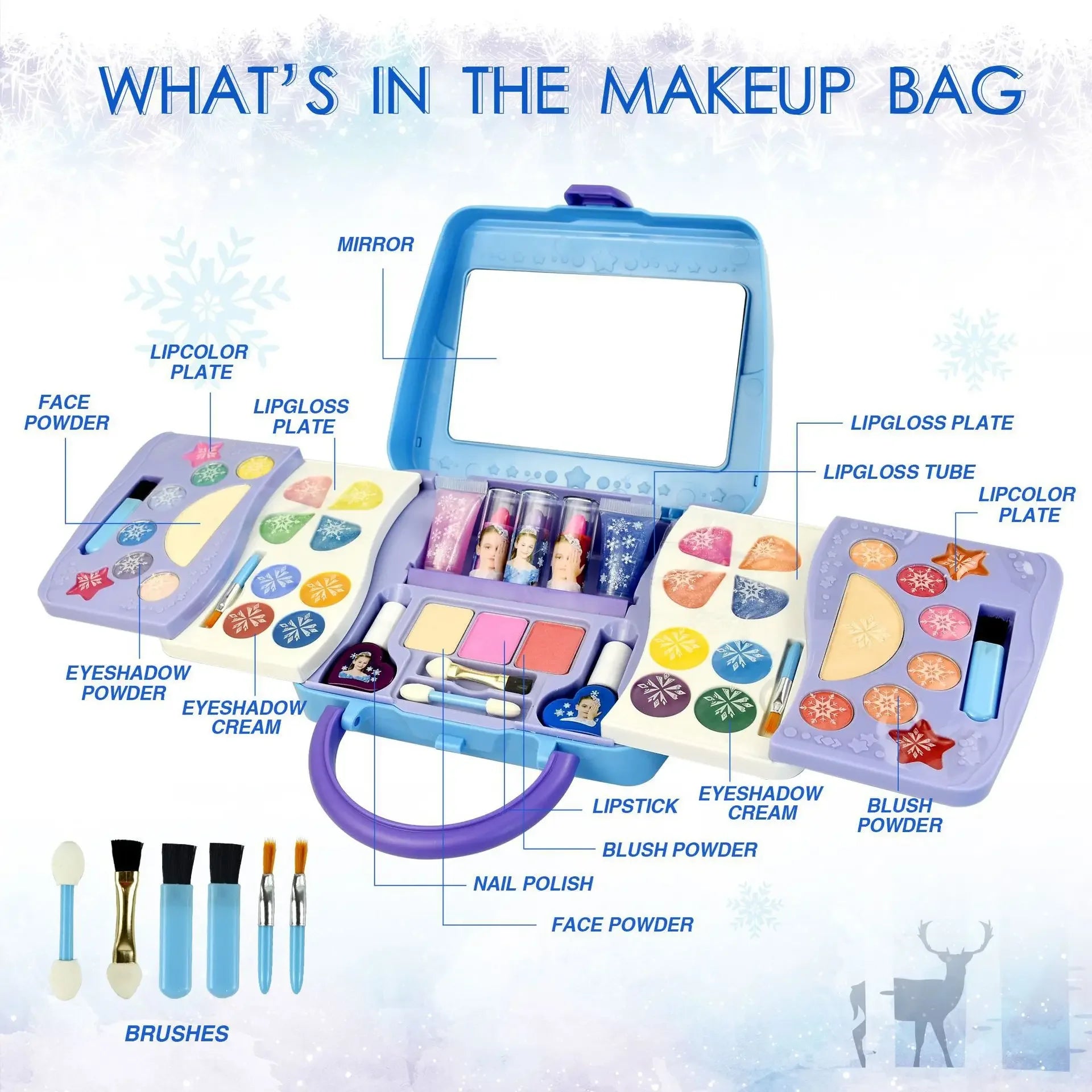 Kids Cosmetics Playset Water Hand Washing Nail Polish Eye Shadow Blush Girl Princess Christmas Gifts Makeup Box Wholesale Makeup