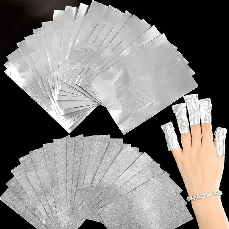 100/50Pcs Aluminium Foil Remover Wraps Acrylic Nail Soak Off Gel Semi Permanent Nail Removal Wrap Foils Cotton Pad Nail Art Tool