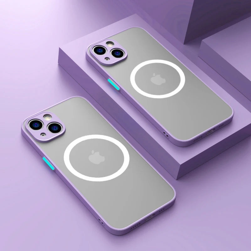 Luxury Matte Magnetic For Magsafe Wireless Charge Case For iPhone 16 15 14 13 11 12 Pro Max Plus XS Max XR X Armor Cover funda