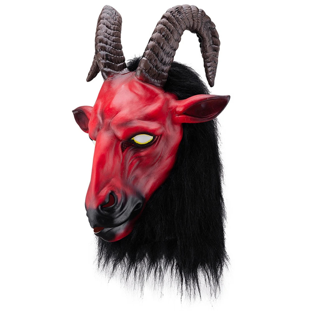 Hellfire Beast Latex Mask Halloween Scary Demon Satan Mask Cosplay Fancy Dress Party Costume Accessory Horror Evil Goat Mask