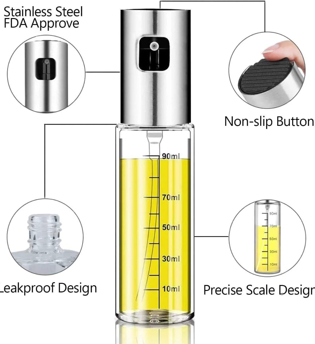 Glass Oil Sprayer for Cooking Olive Spray Mister for Salad BBQ Kitchen Baking Empty Vinegar Bottle