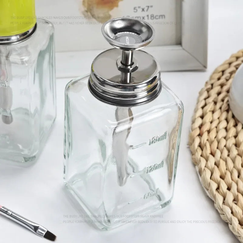 180ml Nail Refillable Bottles Empty Liquid Press Pump Dispenser Nail Art Polish Remover Storage Box Cleaner Makeup Manicure Tool