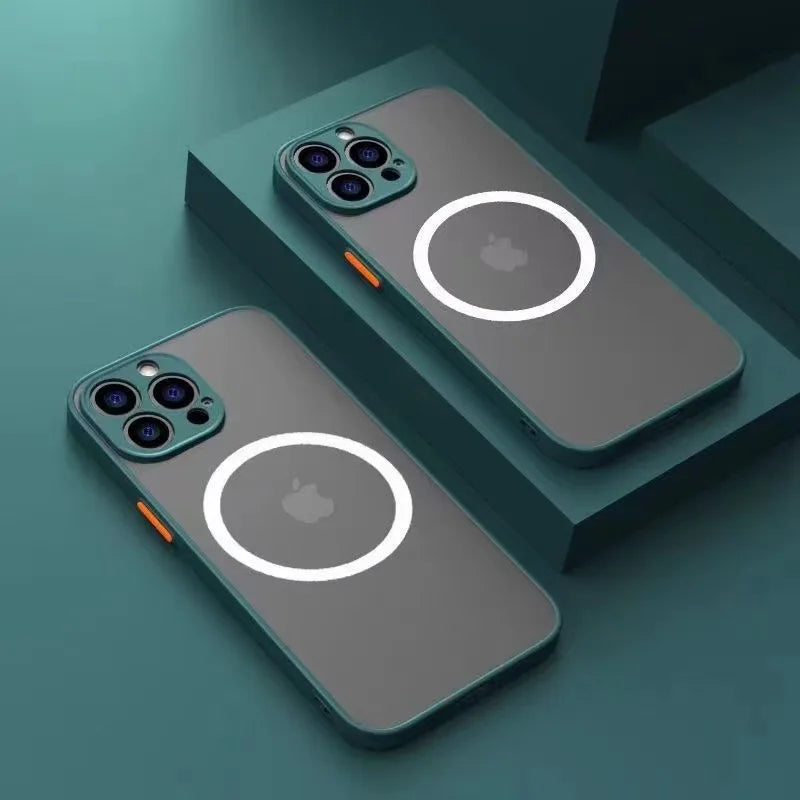 Luxury Matte Magnetic For Magsafe Wireless Charge Case For iPhone 16 15 14 13 11 12 Pro Max Plus XS Max XR X Armor Cover funda