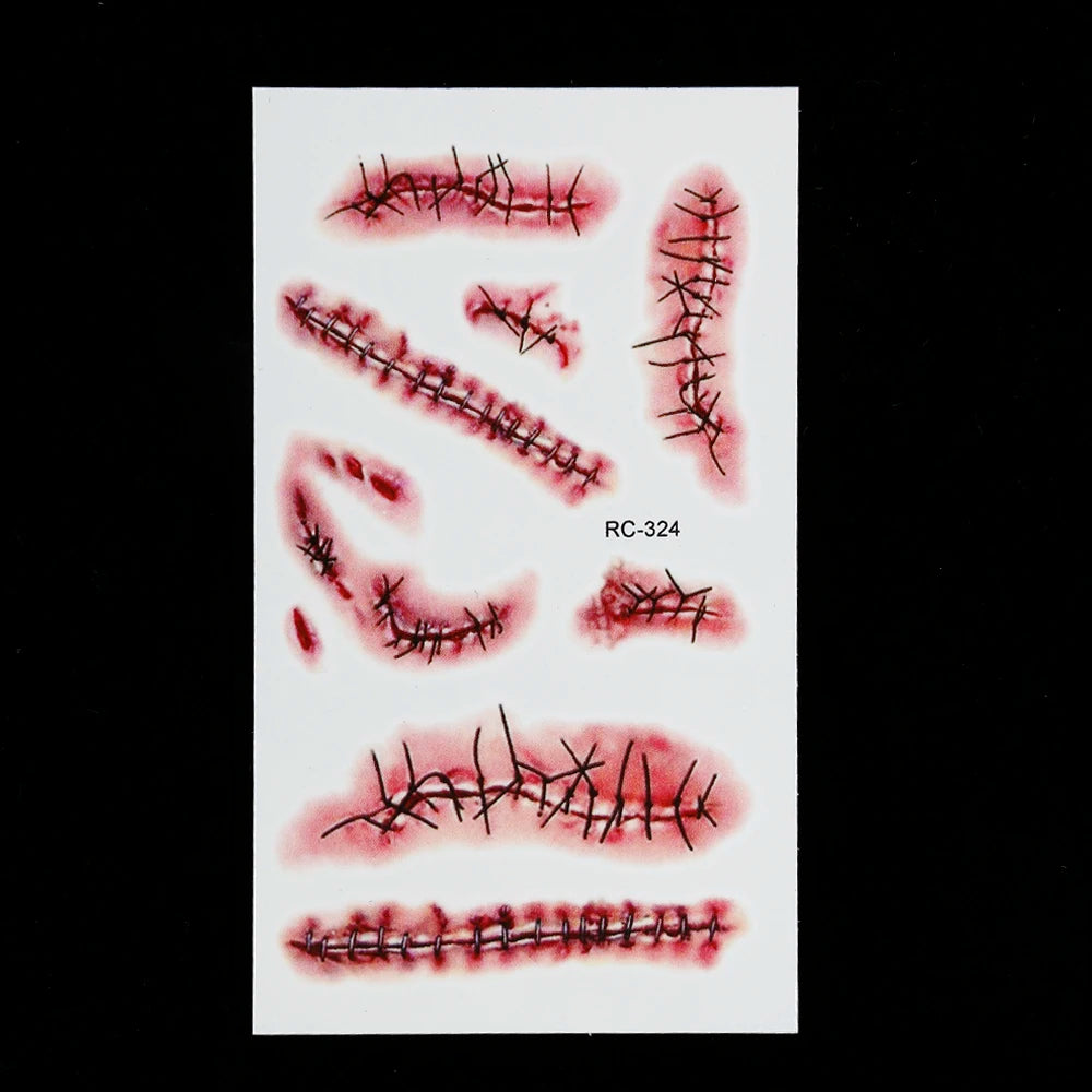 Fake Blood Bloody Knife Scar Funny Party Funny Scary Halloween Costume Halloween Temporary Party Makeup Halloween Tattoo Sticker