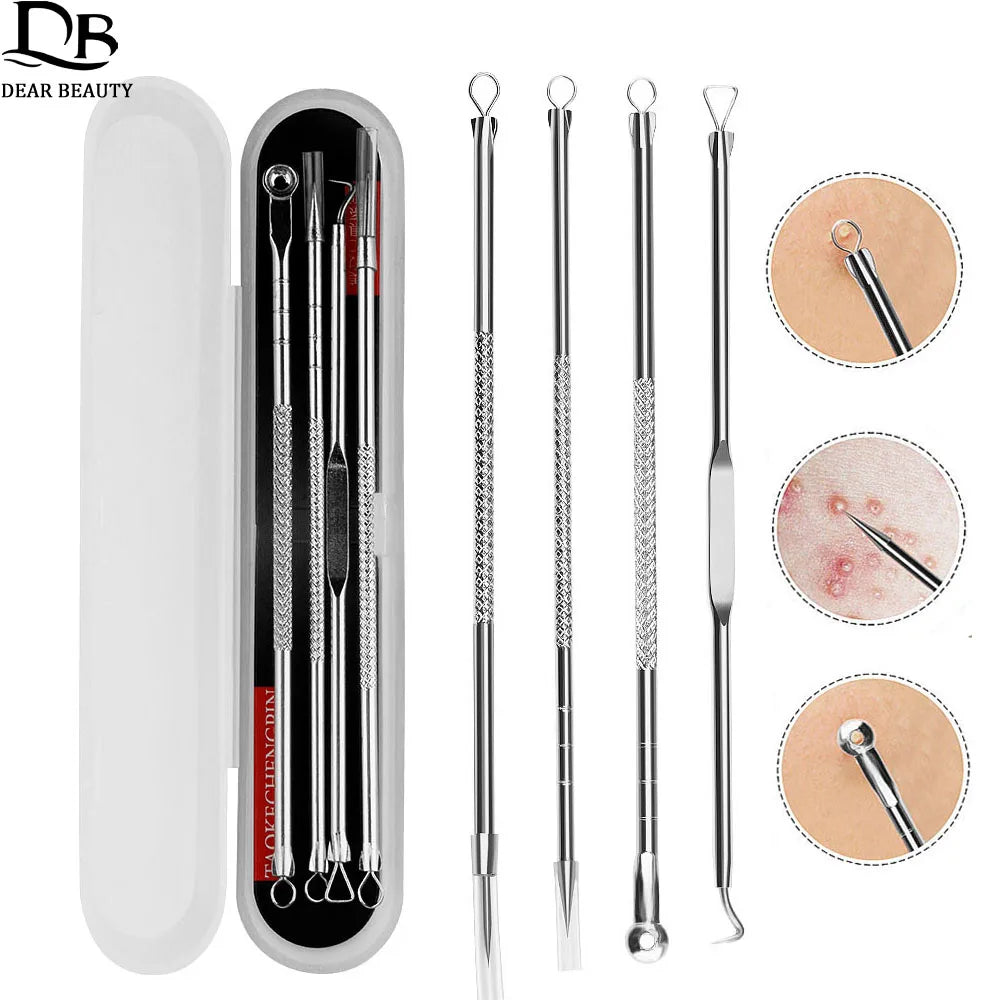 4PCS Blackhead Remover Acne Needle Tools Set Face Cleaning Black Dots Pimple Comedone Extractor Pore Cleaner Skin Care Products