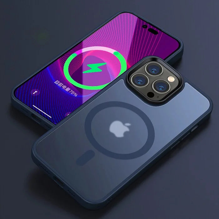 Matte Translucent Frosted Phone Case For iPhone 15 14 13 12 11 Pro Max Plus Magnetic Case For Magsafe Wireless Charging Cover