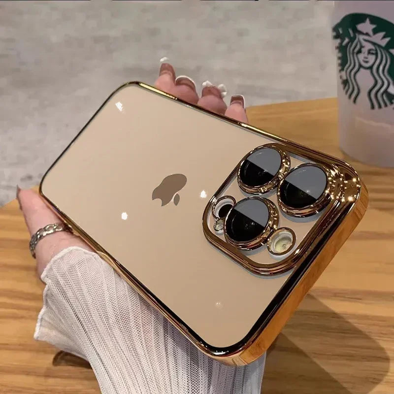 Luxury New High Quality Plating Clear Not Yellowing Case For IPhone 16 15 14 11 12 13 14 Pro Max 15 16 Plus Shockproof Cover