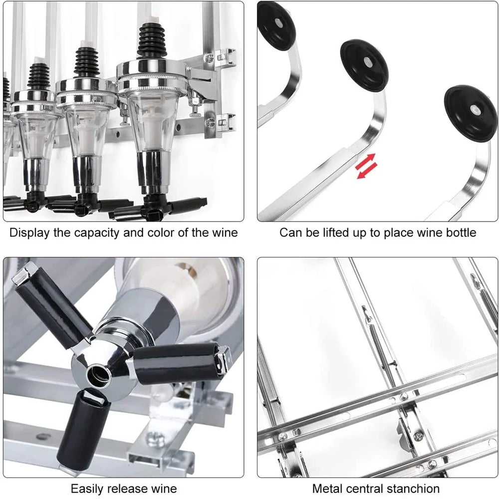 1-6 Bottle Liquor Dispenser Wall Mounted Cocktail Shaker Stand Wine Beer Alcohol Bar Beverage Dispenser Cocktail Alcohol Divider