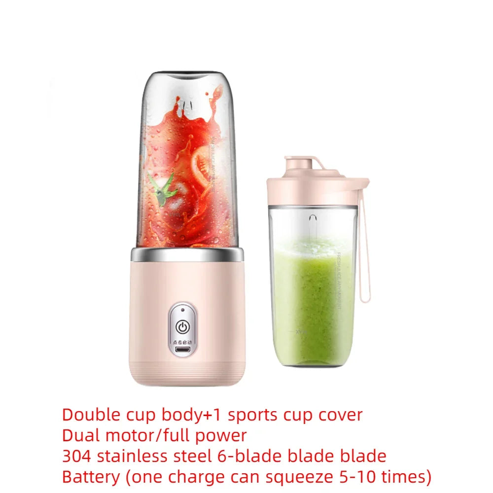 With 2 cups 1set-New portable juicer , USB rechargeable mini blender, fresh juicer cup, personal sized smoothie blender