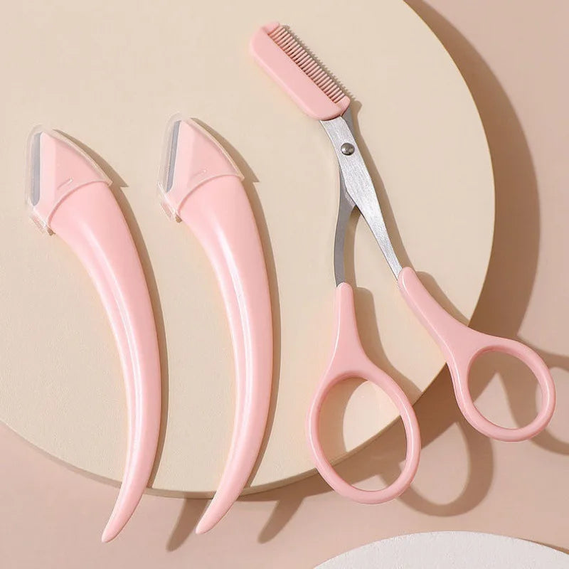 Professional Eyebrow Trimming Knife Eyebrow Face Razor For Women Eyebrow Scissors With Comb Brow Trimmer Scraper Accessories