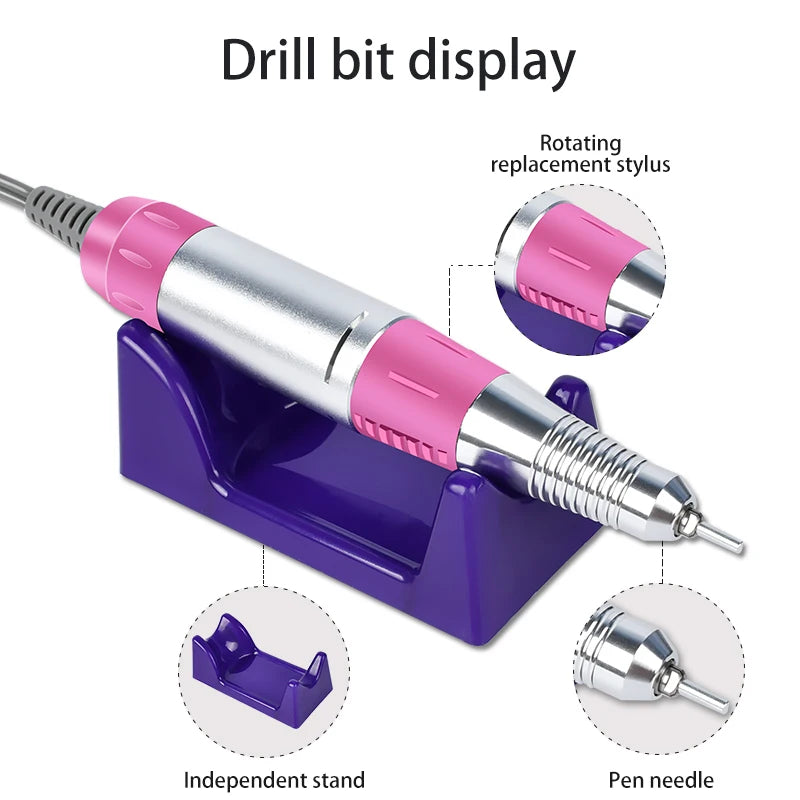 35000RPM Electric Nail Drill Professional Manicure Machine Nail Sander Set Nail Drill Bit Portable Nail Salon Polisher Equipment