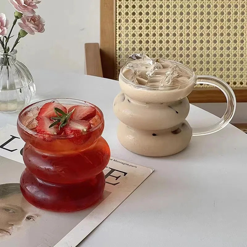 Transparent Glass Cup Exquisite Heat-resistant Tumbler Tea Juice Milk Coffee Mug Water Glasses Stripe Mug Drinkware 350ml-865ml