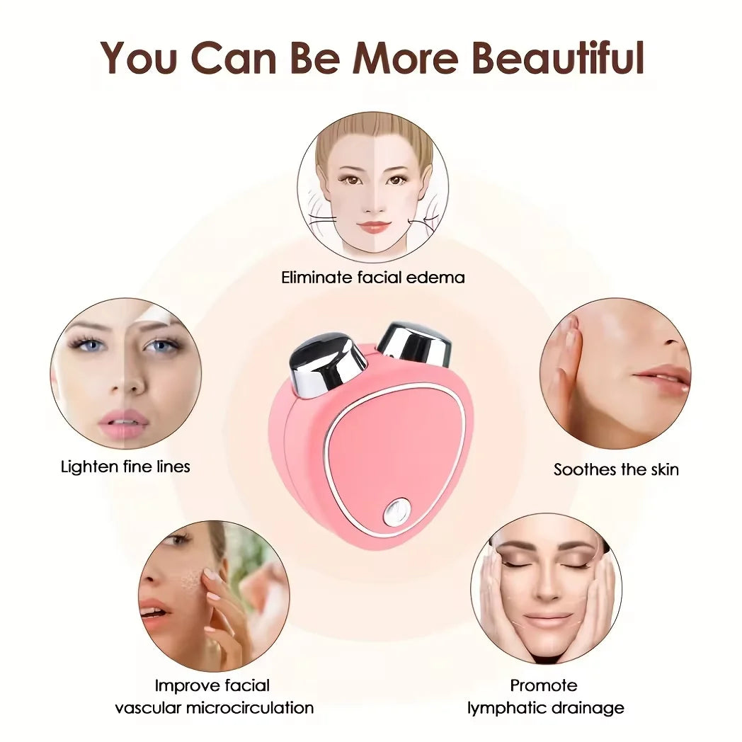 Mini Micro-Electric Facial Beauty Instrument Portable Dual-Head Massage Skin Care Thin Chin V Face Firming Face Massager