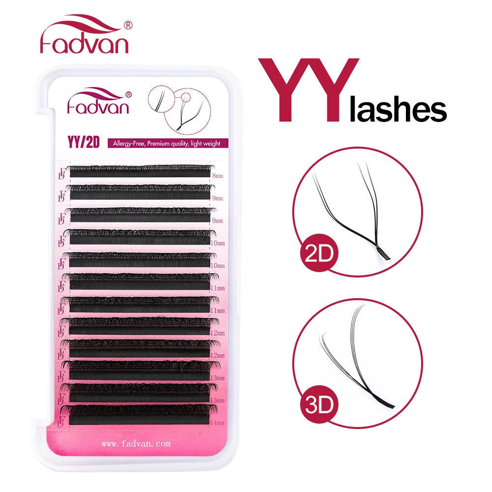 FADVAN YY Shape Lashes 0.07 Faux Mink C/D/DD/L/LU 8-15mm Natural Soft Brazilian Eyelash Premade Volume Fan Lashes Extension