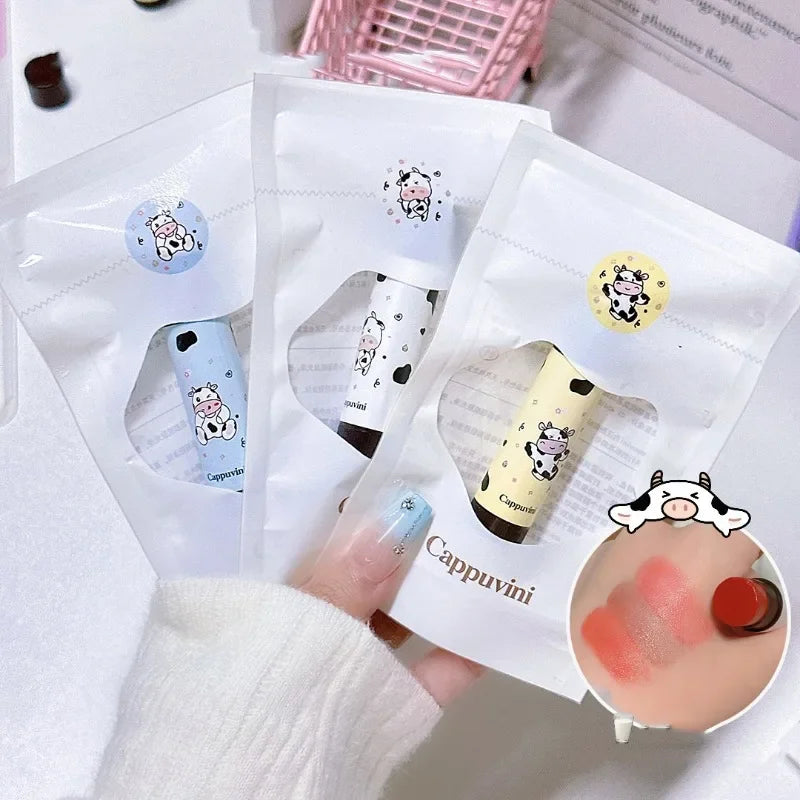 Baby Cow Lip Balm Set Moisture Tinted Lipstick Long-Lasting Moisturizing Nutritious Lip Pomade Red Tint Lipgloss Fruity Lip Care