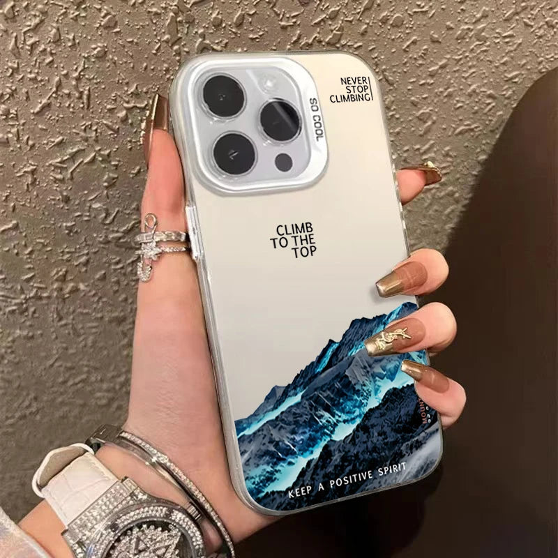 INS Mountain Landscape Sunset IMD Phone Case For iPhone 14 15 11 12 13 16 Pro Max 7 8 Plus SE 2 XR X XS Shockproof Bumper Cover