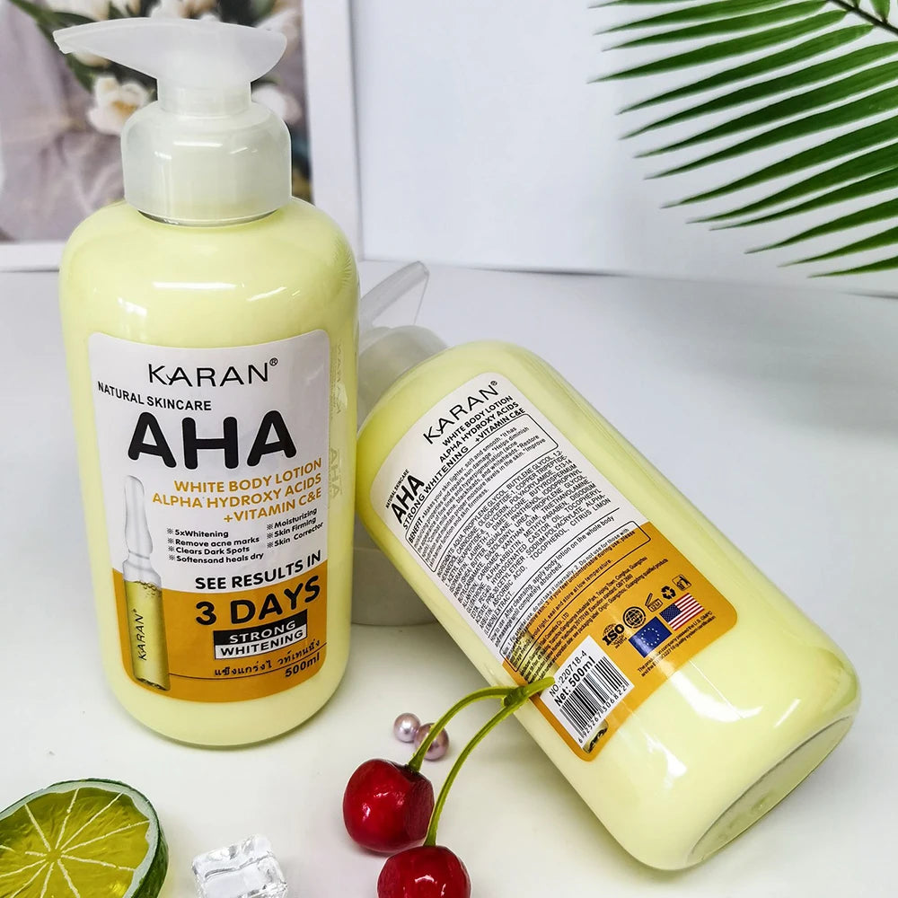 500ml Whitening Body Lotion Hydroxy Acids+Vitamin C&E Skin Beautifying Brightening Body Lotion Delicate Smooth Skin Care Cream